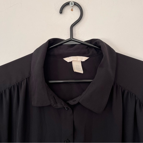 H&M Black Silky Long Sleeve Semi‎ Sheer Dress Shirt - Picture 5 of 7
